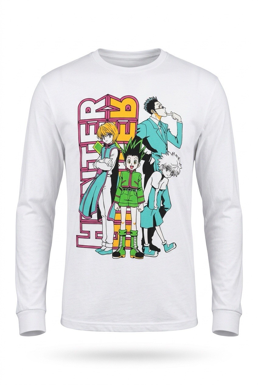 Hunter x Hunter Anime Long Sleeve Graphic Tee White Size Medium NEW