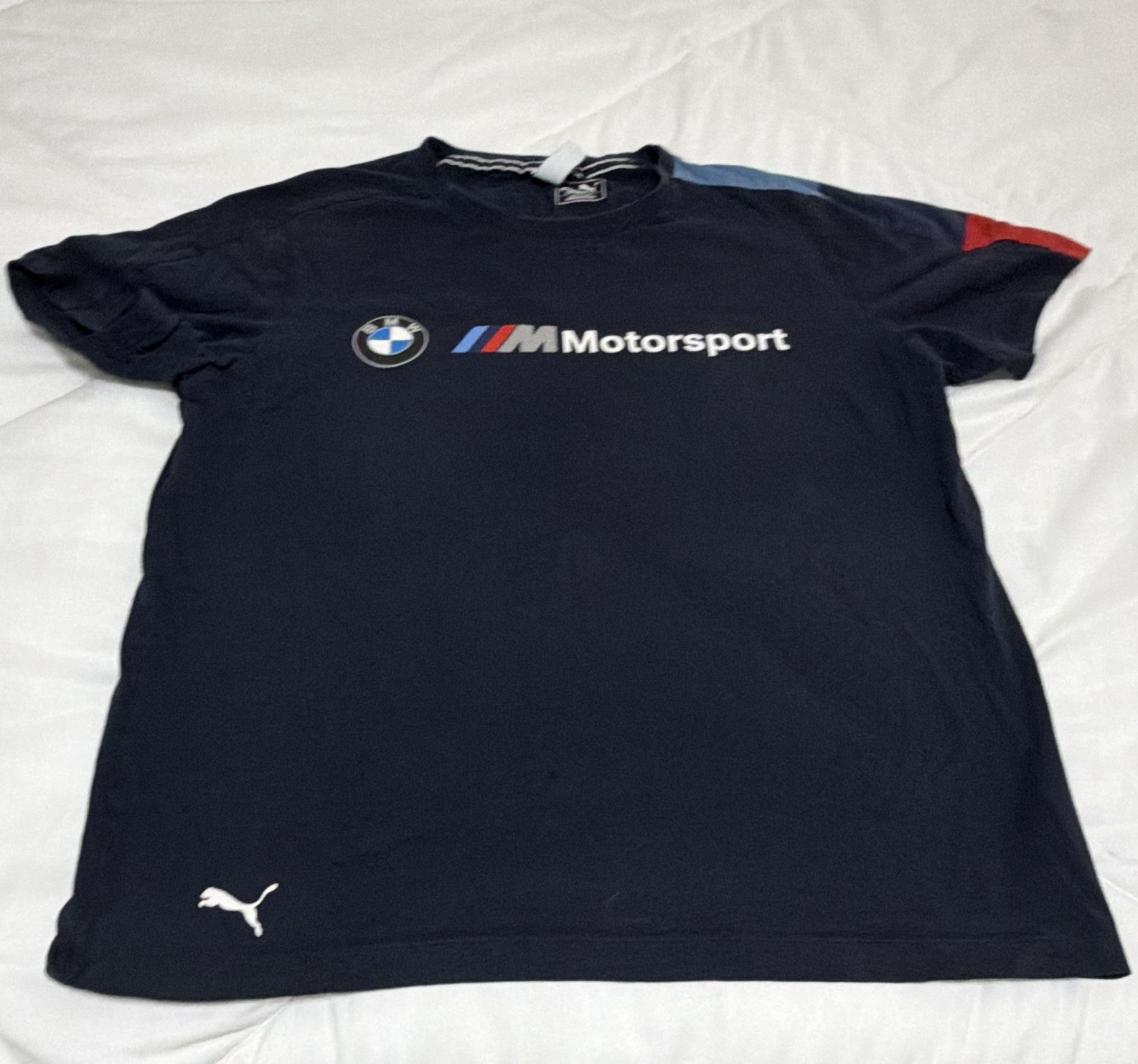 PUMA BMW M Motorsport Blue Graphic Print Crew Neck Short Sleeve T-Shirt Men L