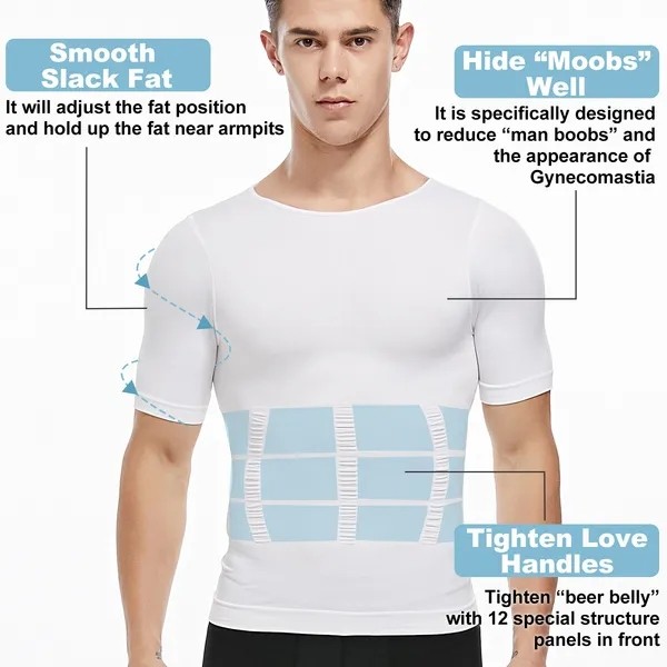 Men Shirts Gynecomastia Compresson Tank Top Slimming Body Shaper Vest Undershirt
