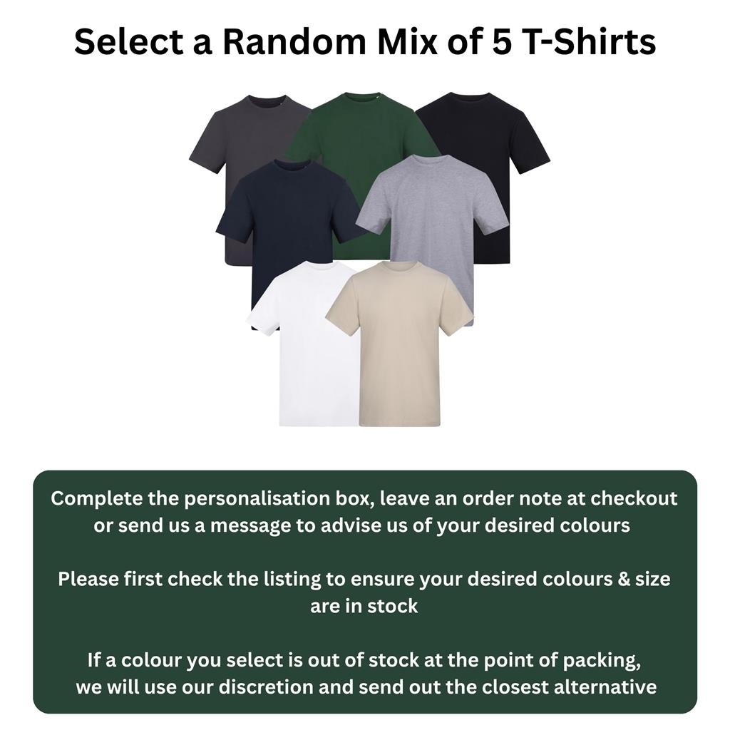 AWDis Men’s T Shirts Short Sleeve Crew Neck Tee Lightweight Better Cotton 5 Pack