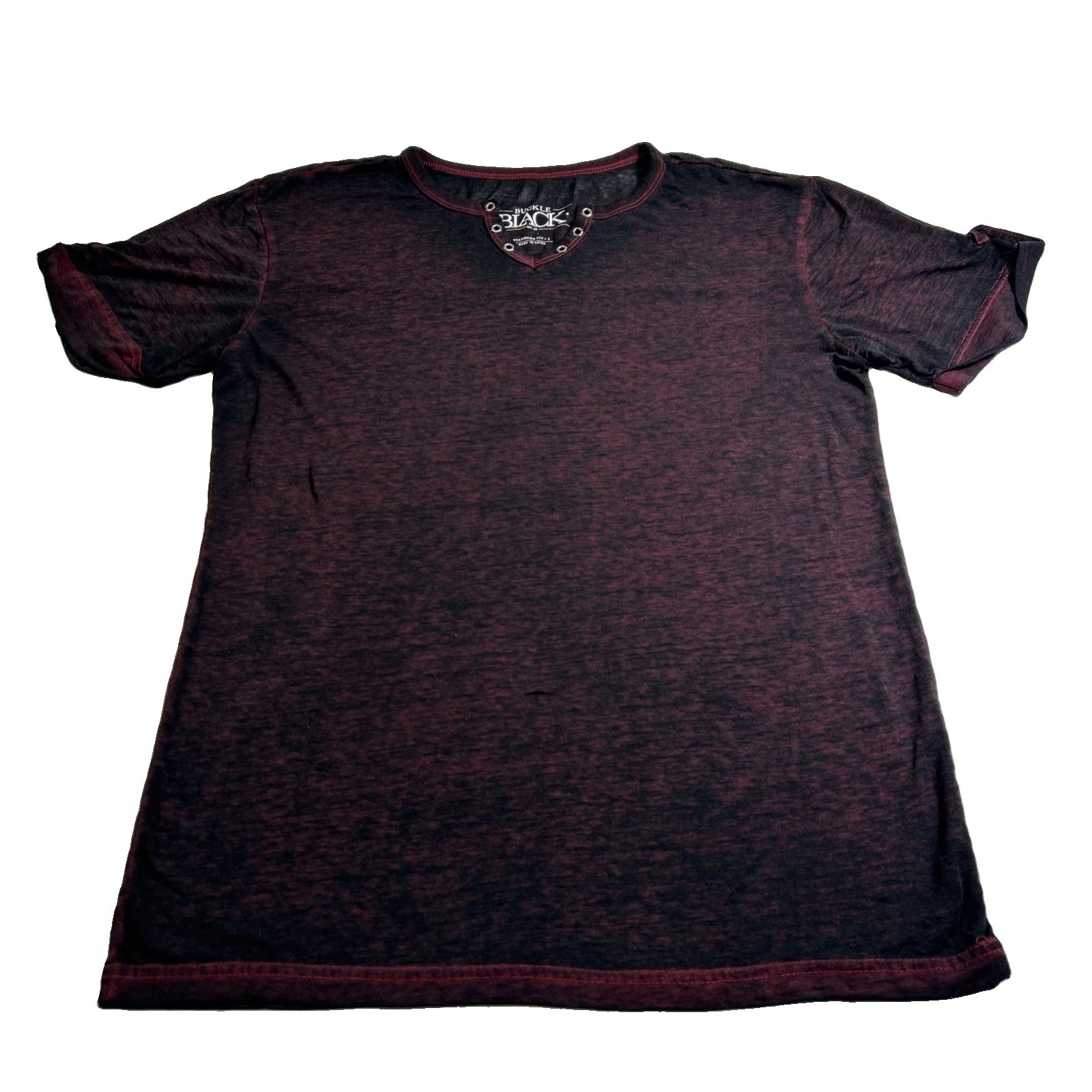 Buckle Black Burnout T Shirt Mens Large Chili Pepper Red Short Sleeve Notch Neck