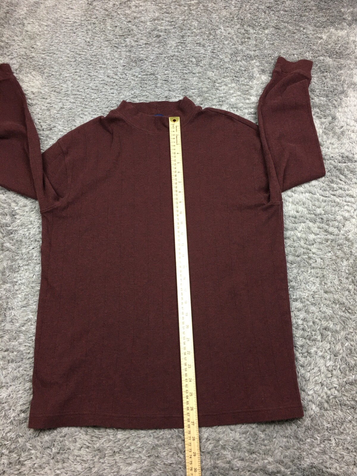 John Ashfort Mock Neck Shirt Mens Size Large Dark Red / Brown Stretch