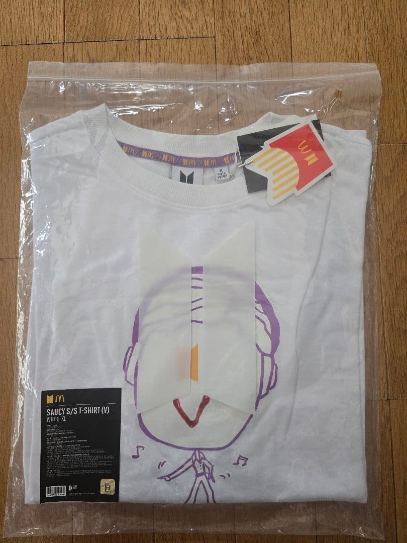 BTS V x McDonald’s Exclusive K-pop Merch White LG Graphic T-Shirt XL Size NEW
