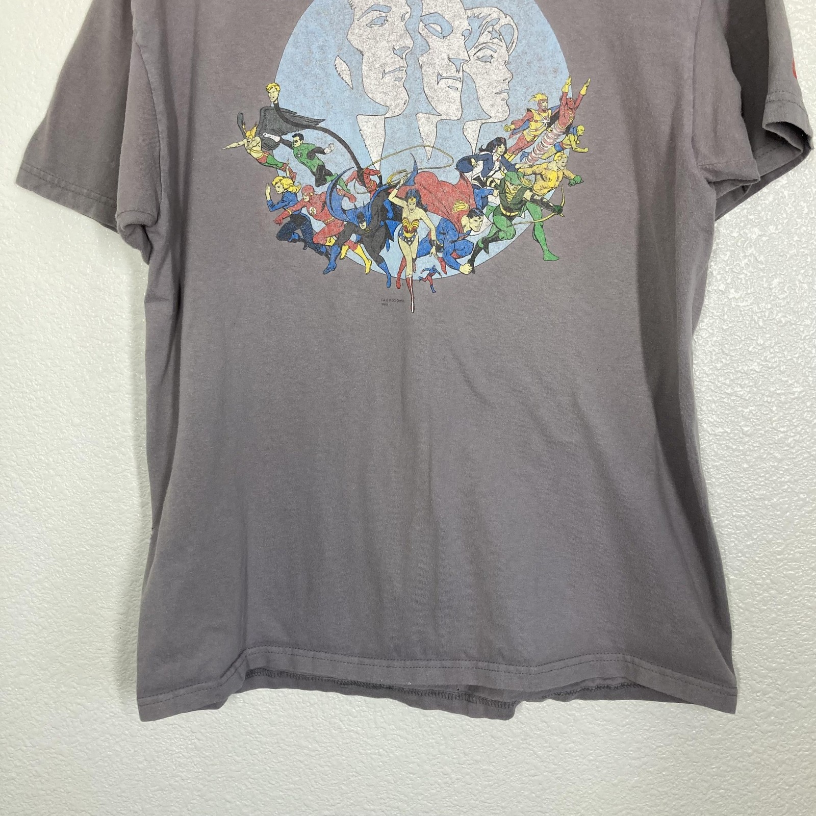 Vintage DC Comics Justice League Shirt Mens Large Gray Superhero Graphic Tee 90s