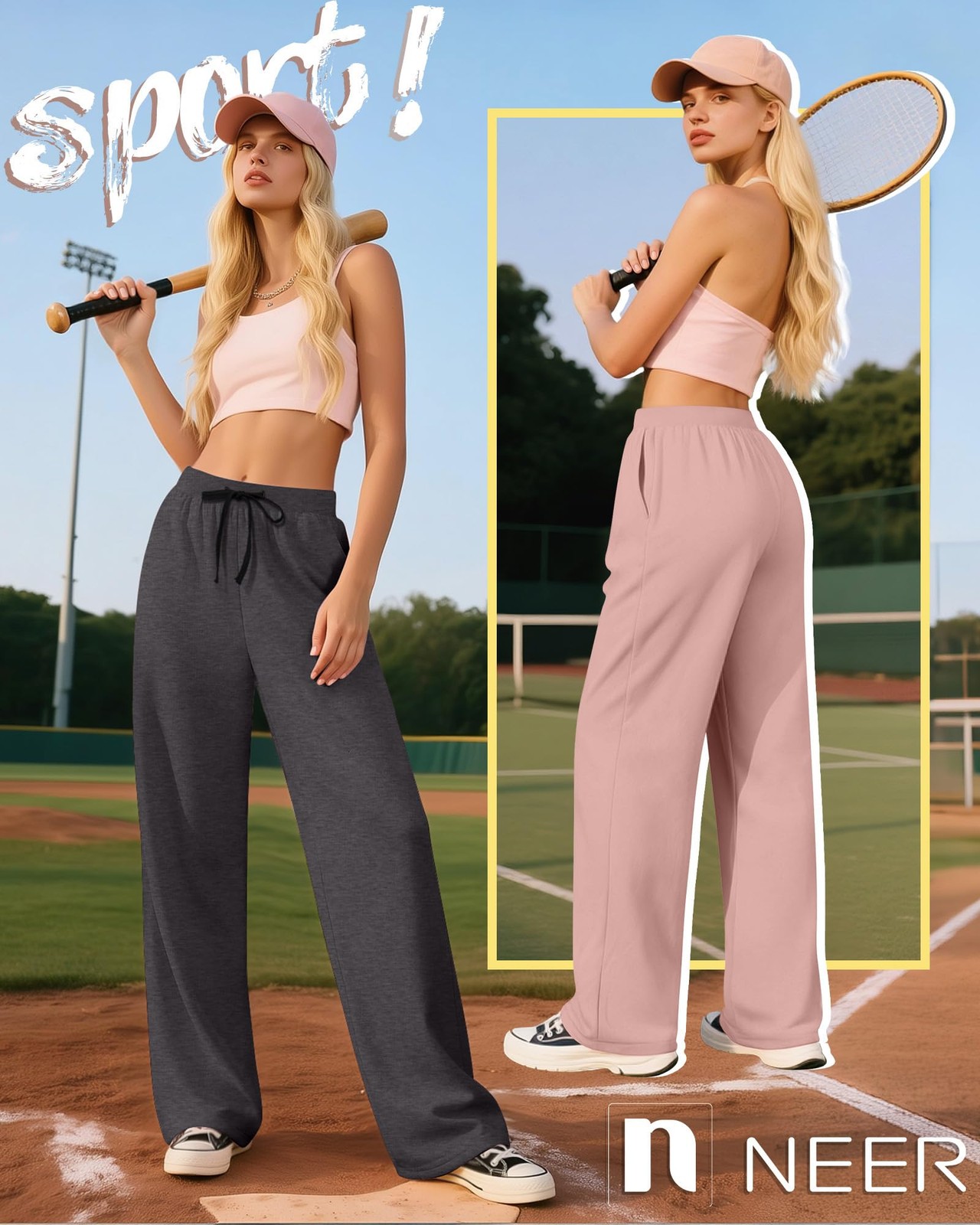 3 Pack Women’s Yoga Sweatpants Wide Leg Drawstring Baggy Pants Casual Loose W…