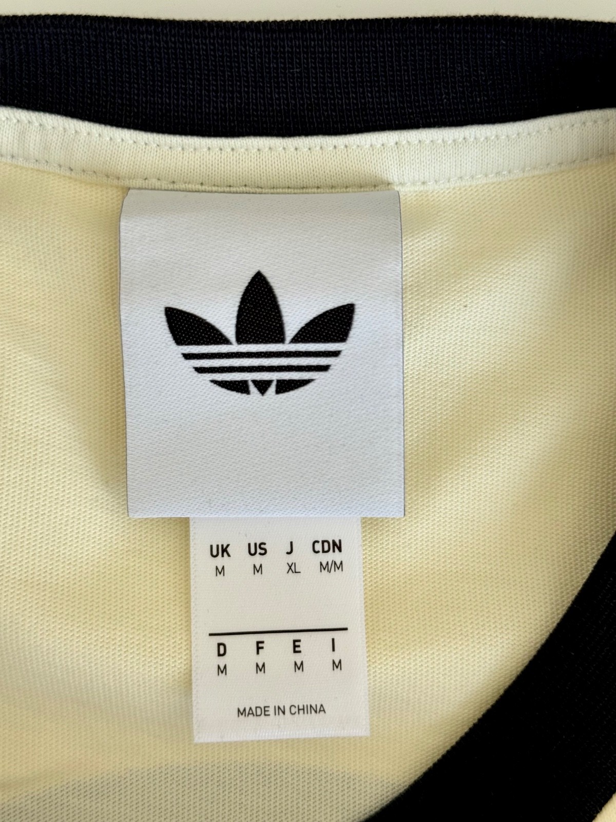 Adidas x Oasis Tour 3 Stripes Long Sleeve T Shirt Cream Black Men M