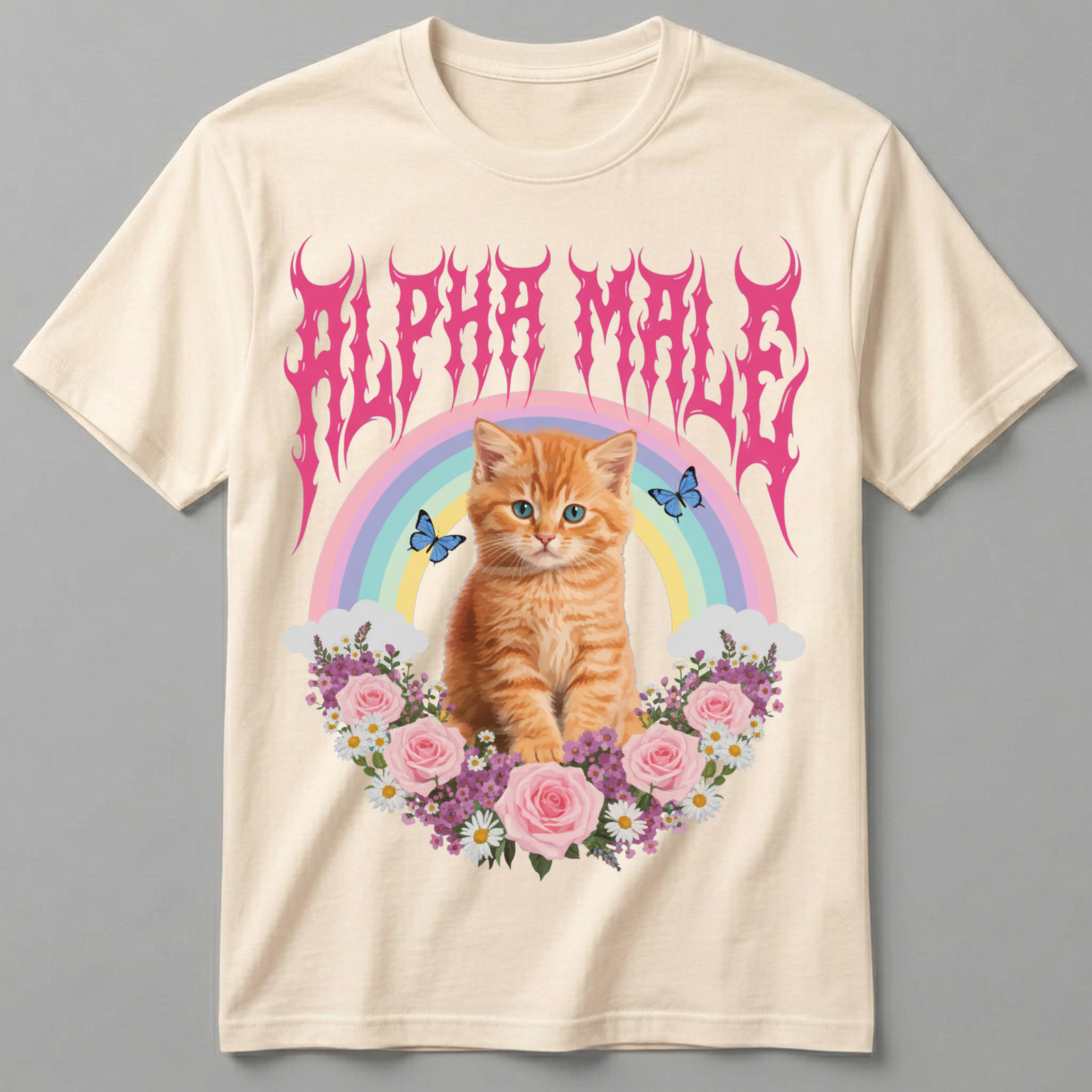 Funny Alpha Male Shirt Cute Kitten Rainbow Graphic Tee Sarcastic Men Women Gift