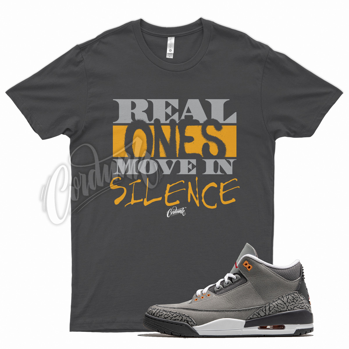 Cool Grey REAL ONES T Shirt for J1 3 Cool Grey Orange Peel Elephant Print
