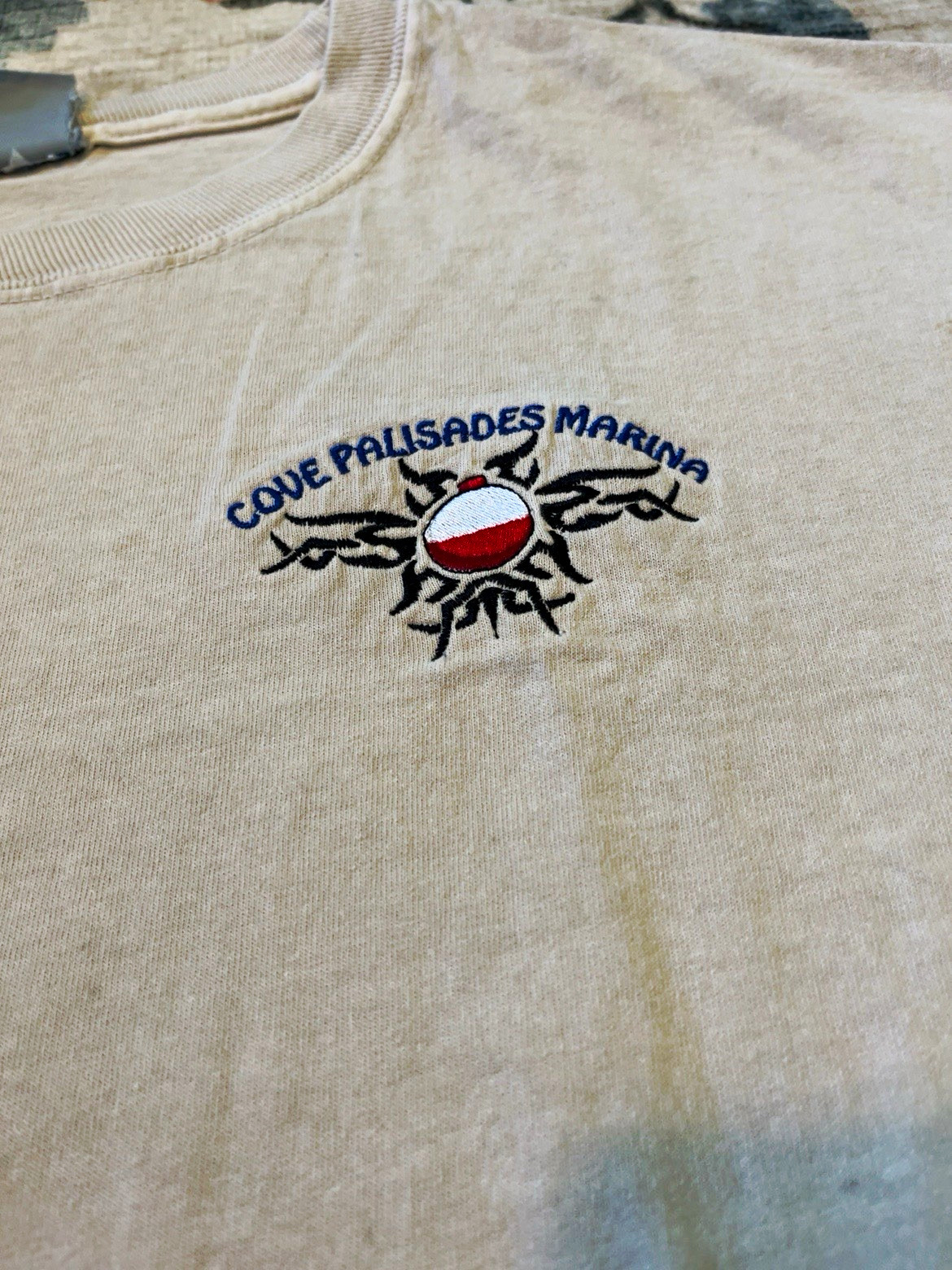 Fashion Threads Men’s 2XL Beige Solid Marina Embroidered Logo Tee Crew Neck