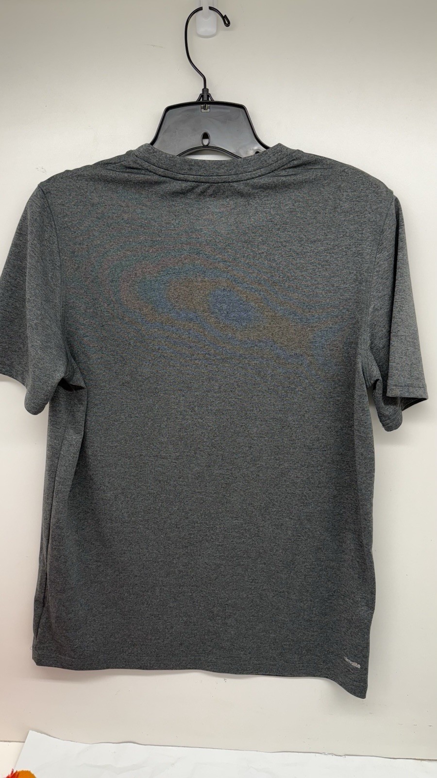Adidas Climate Child Size Large 14/16 Gray/ Orange Logo Short Sleeve T-Shirt