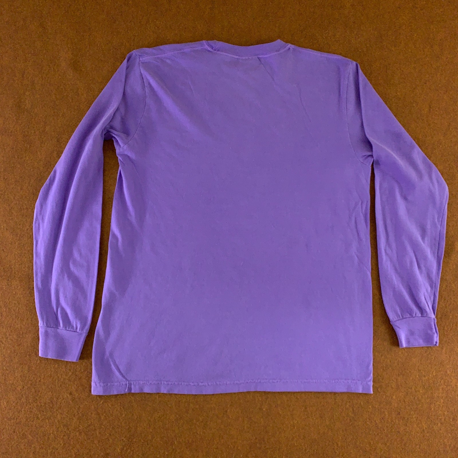 Comfort Colors Mens Medium Purple Heavyweight Long Sleeve Crew Neck T-Shirt New