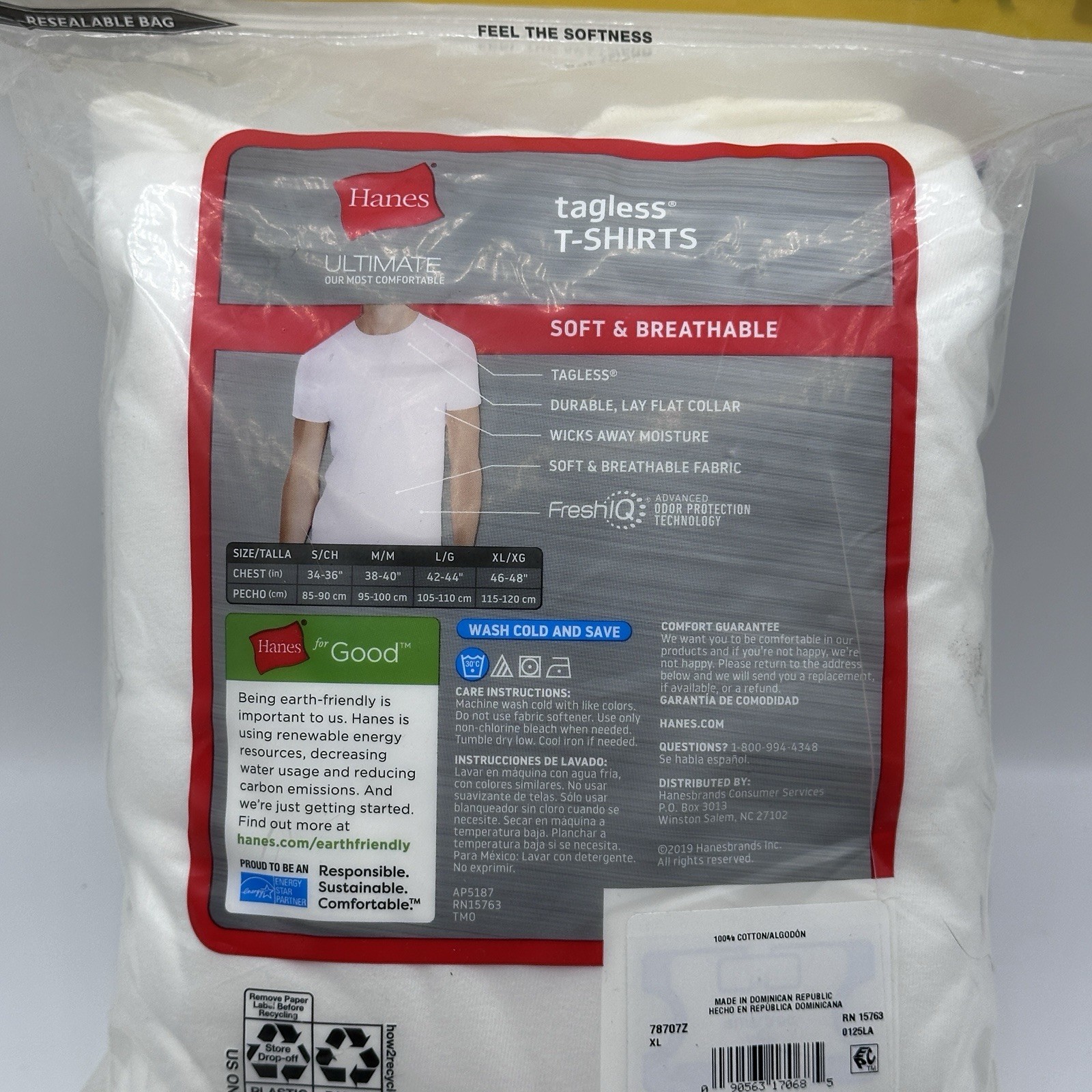 Hanes Men’s Pack Of 7 Tagless Ultra Soft White T Shirts Size X Large
