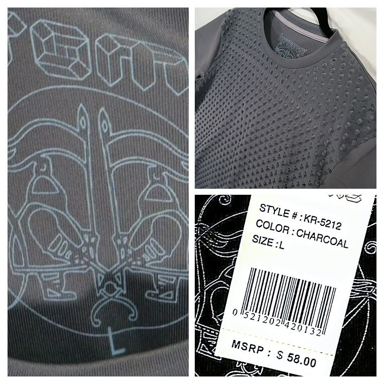 Krome L Mens T Shirt Charcoal Grey Textured Polyester Stretch Rare Textured NWT