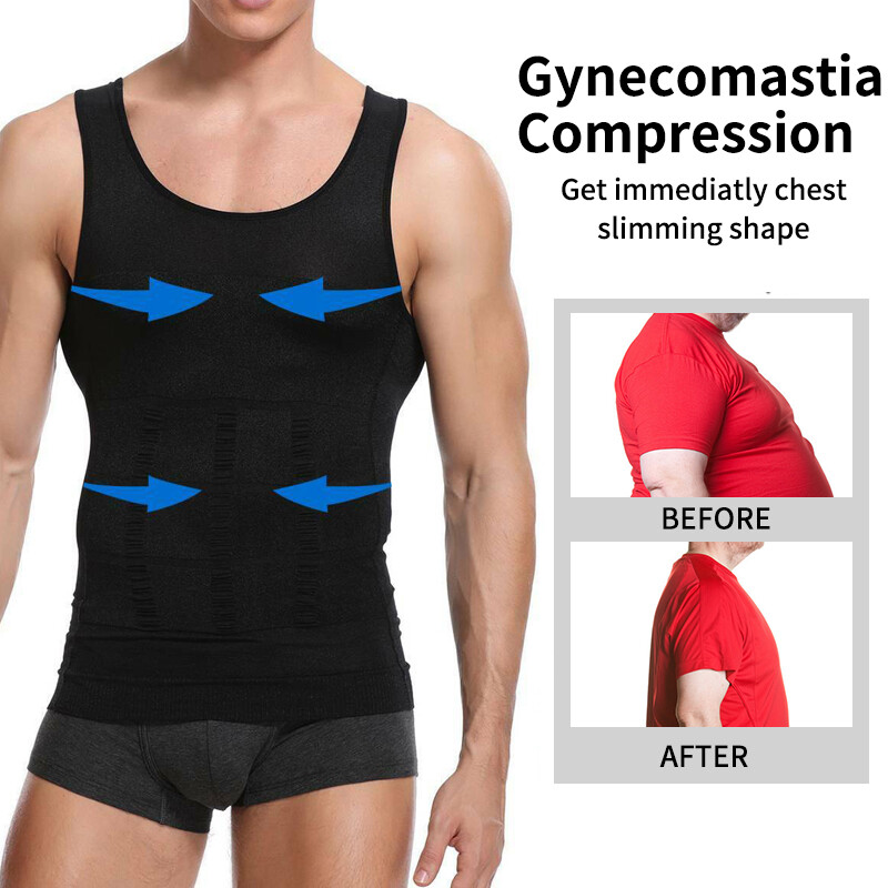 Gynecomastia Moobs Compression Vest Shirts Men Tank Top Slimming Body Shaper US