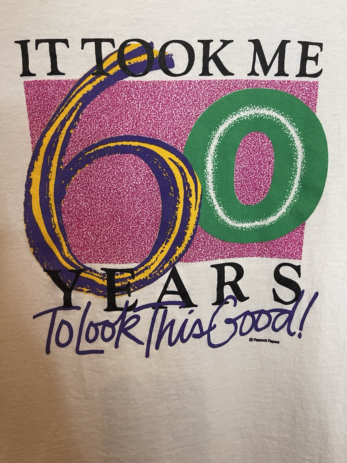 Vintage Happy 60th Birthday T Shirt Mens XL Extra Large Single Stitch Made USA