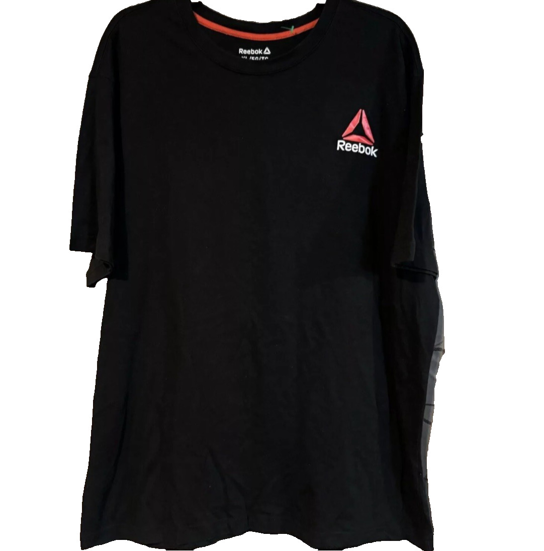 Reebok Mens T Shirt XL Black Red Delta Logo Short Sleeve Activewear Gym Tee