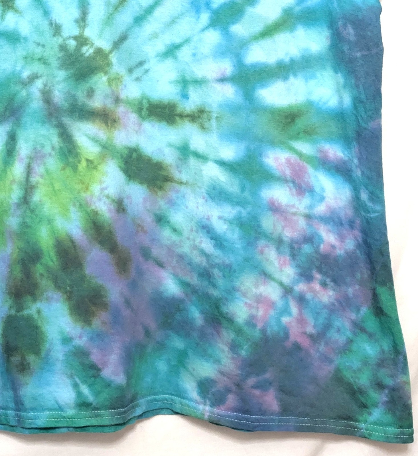 Handmade Tie Dye Tee Shirt Unisex XXL 24×29.5 Spiral Ice Dyed Colorful