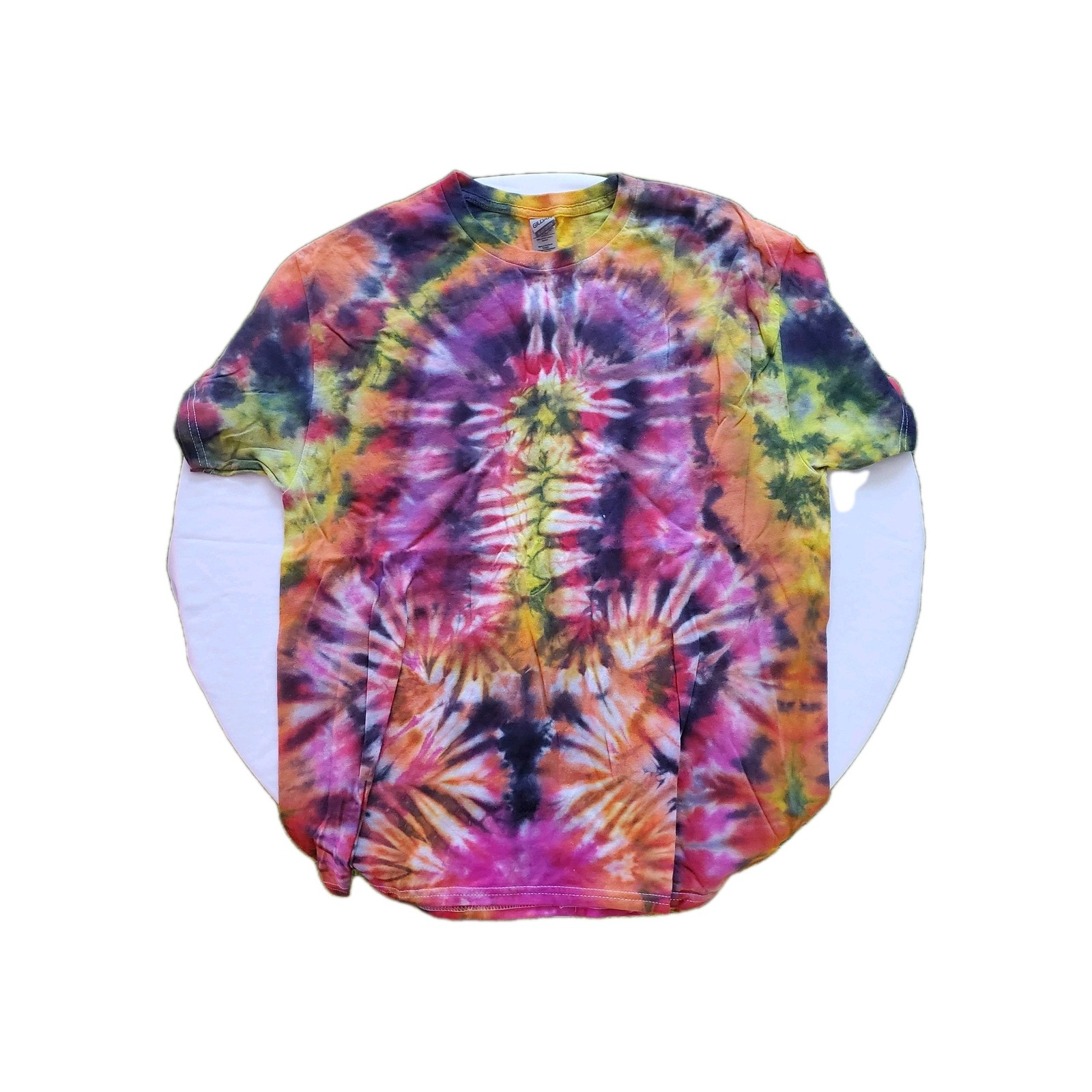 Tie Dye T Shirt Small Green Blue Yellow Spiral 100 Cotton Pre Shrunk Pre Washed
