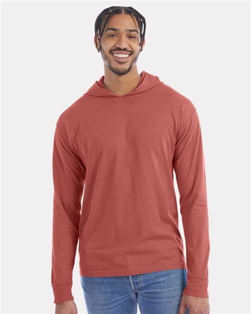 ComfortWash Hanes GDH280 Garment Dyed Jersey Hooded Long Sleeve Tee