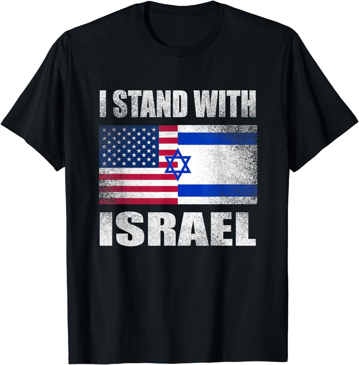 I Stand With Israel USA American Flag Israeli Flag Support T-Shirt