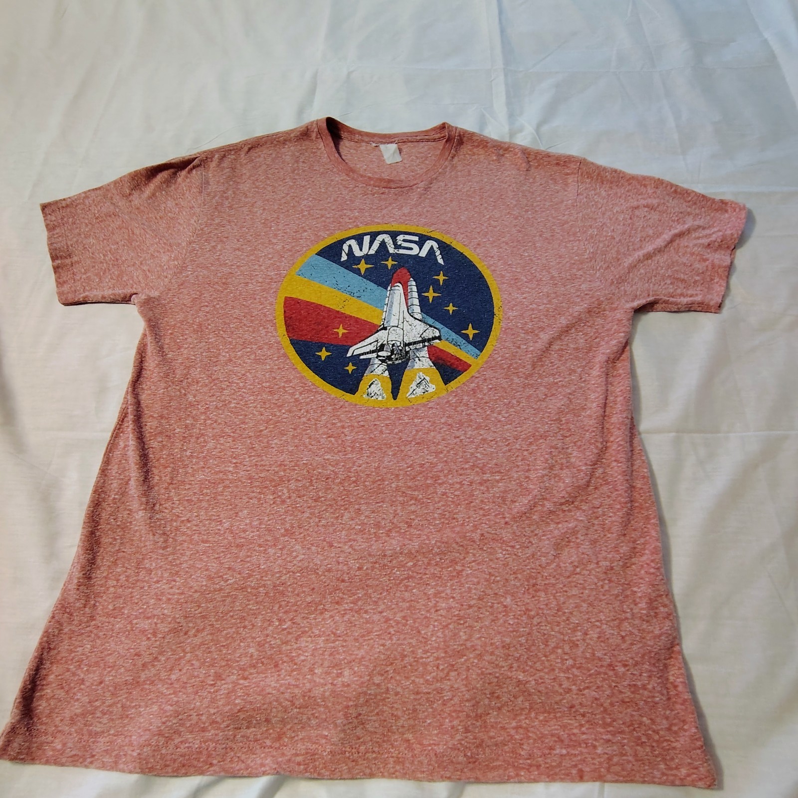 NASA Shuttle Graphic T Shirt Unisex XL Space Retro Style Red Heather