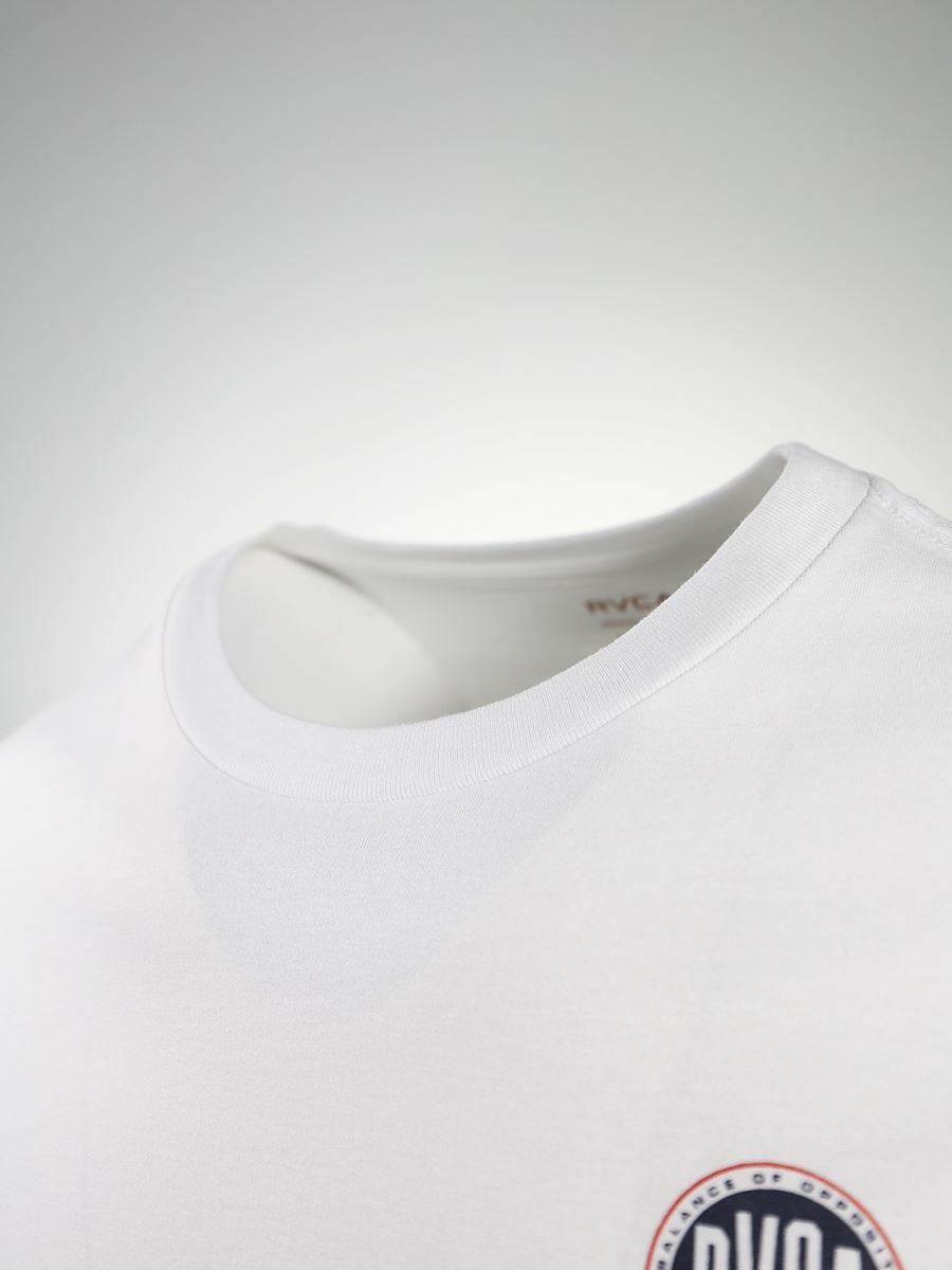 RVCA Men’s White Navy Red Circle Regular Fit S/S T-Shirt (S15)