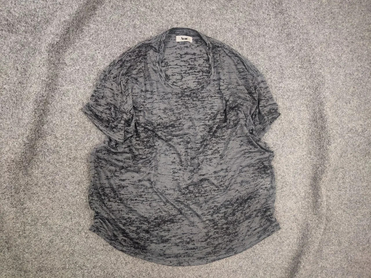 Vintage AW10 Acne Studio Bay Burnout T-shirt with graphite Gray print Cotton