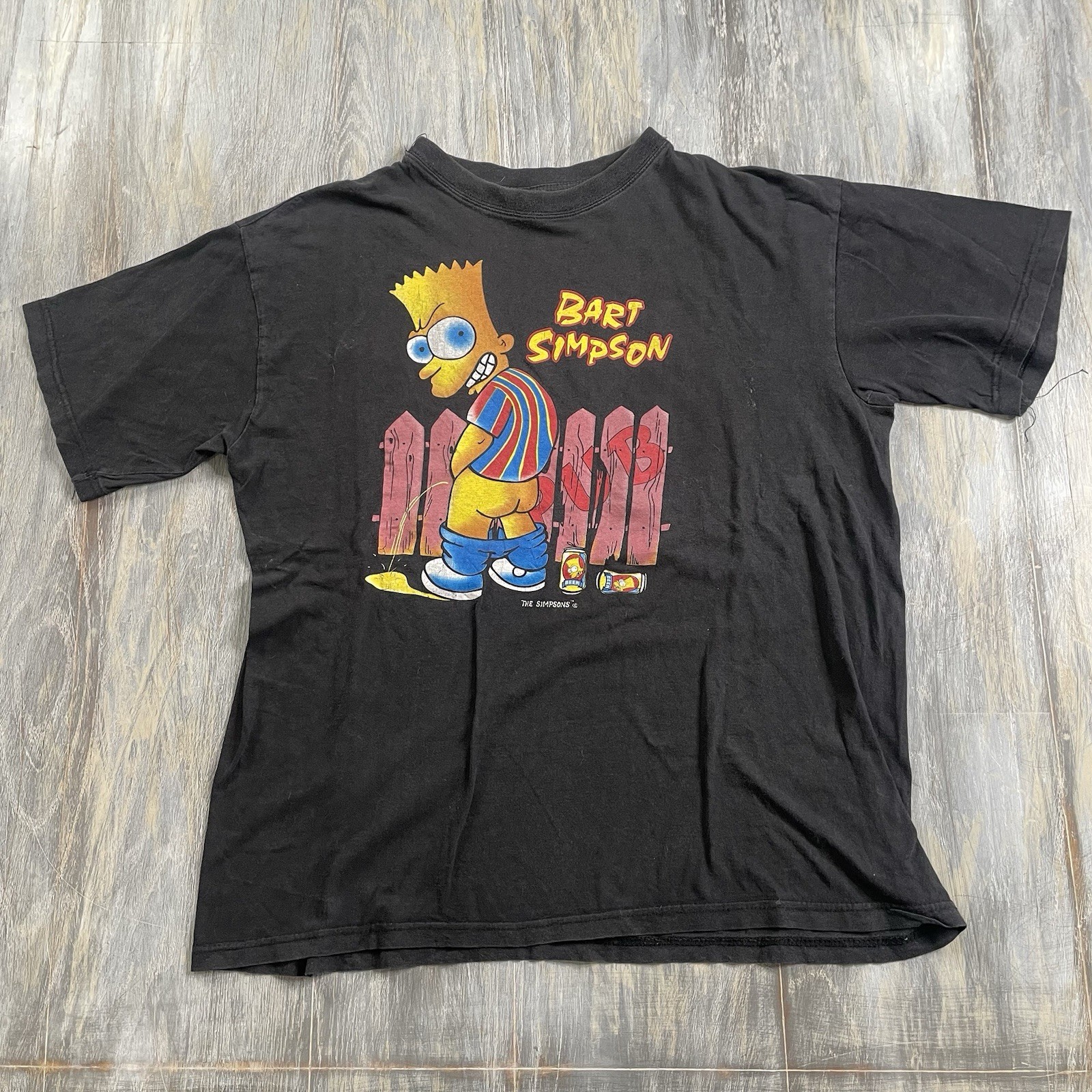 Vintage Bart Simpson Peeing Shirt Mens Size XL Black Pub T-Shirt The Simpsons