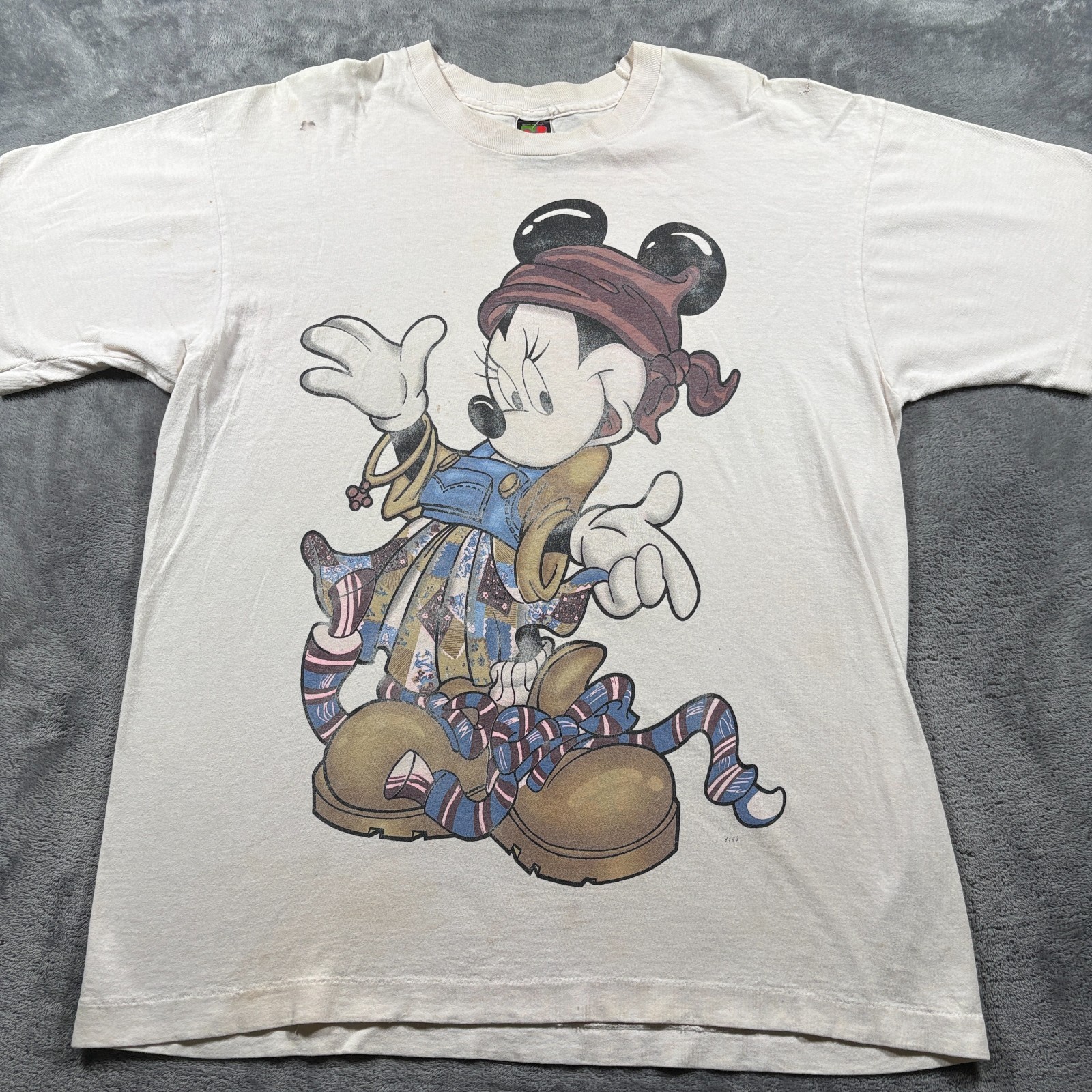 Vintage Y2K Mickey Unlimited T-Shirt Mens OSFA White Minnie Mouse Single Stitch