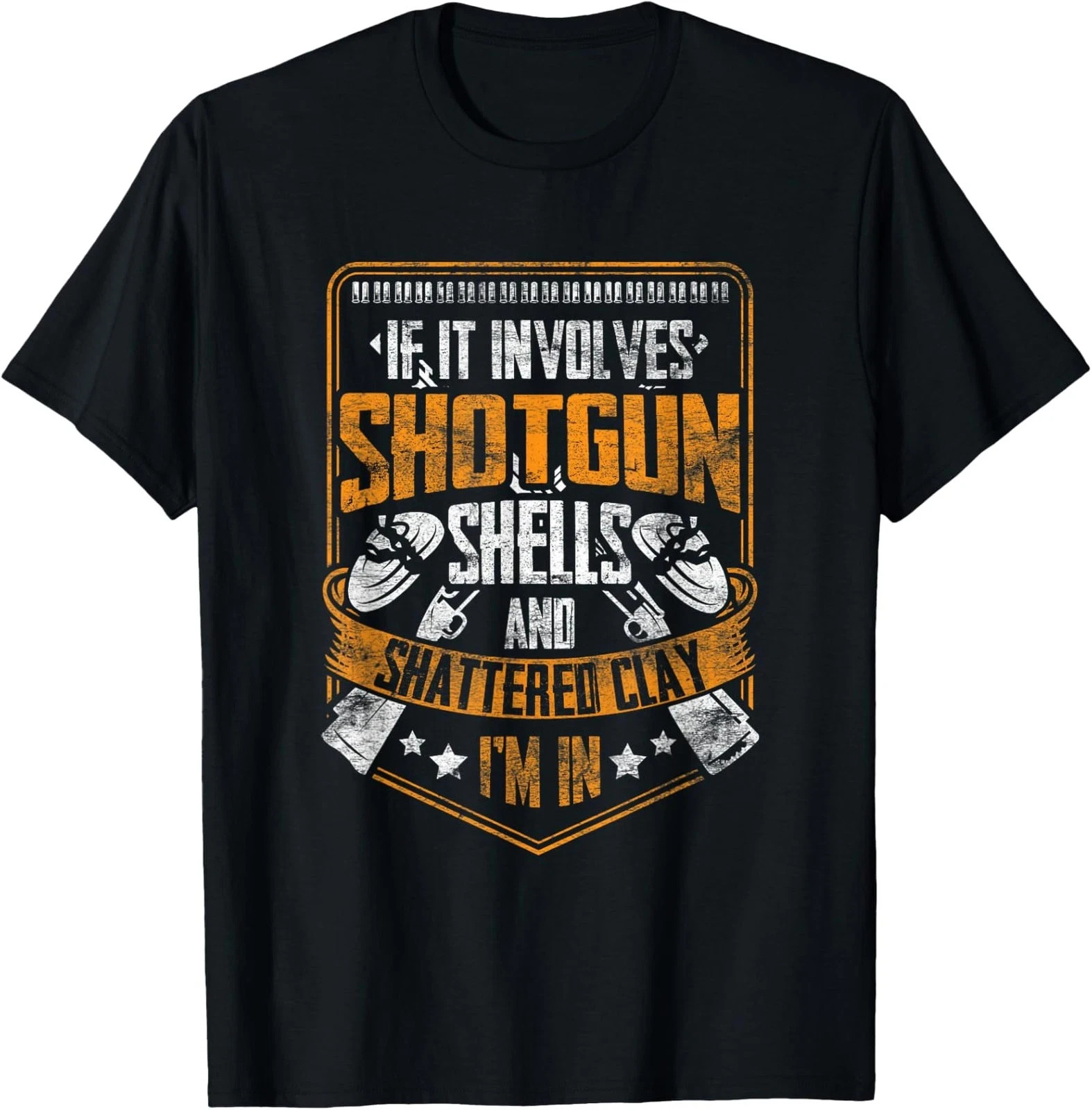Funny Shooting T-Shirt – Shotgun Shells and Shattered Clay Trap Skeet Gift Tee
