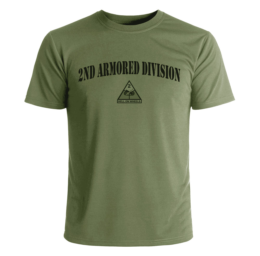 US Army 2nd Armored Division OD Green Subdued T-Shirt Officially Licensed