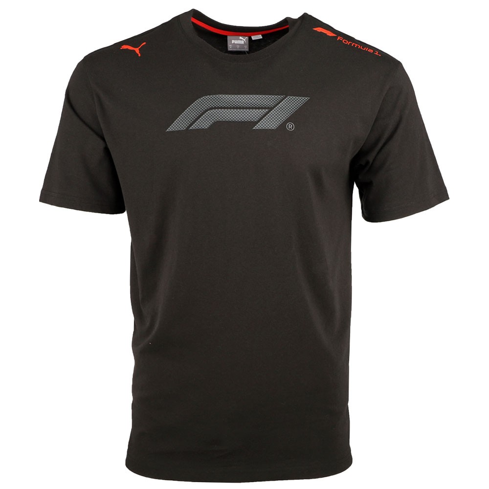 PUMA F1 Essentials Relaxed Crew Neck Short Sleeve T-Shirt Mens Black Casual Tops