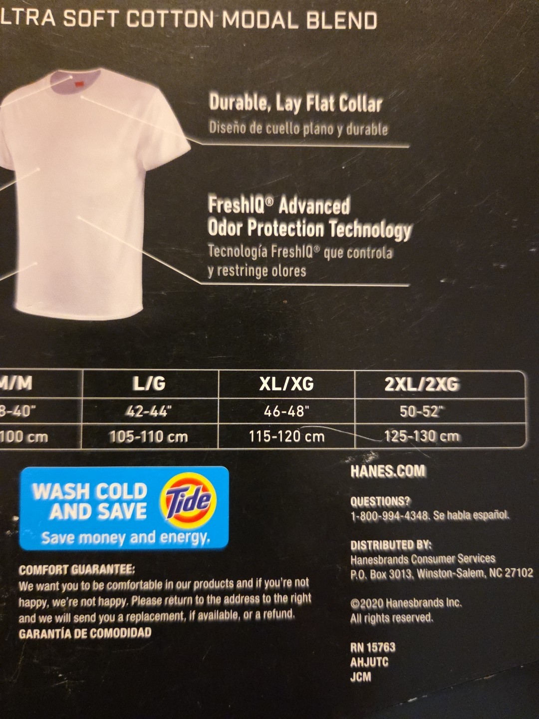 Hanes Men’s 3 Pack Comfort Fit Tagless White T -Shirts Size 2XL 50-52″ New