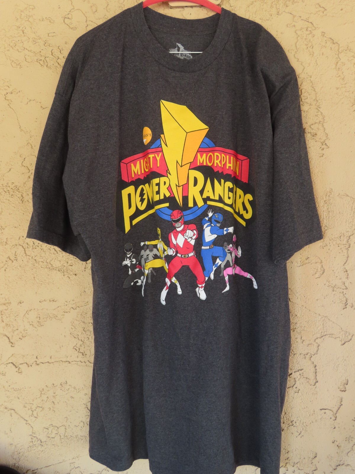 GIANT Mighty Morphin Power Rangers T-Shirt size 3XLT on Power Rangers Label EUC