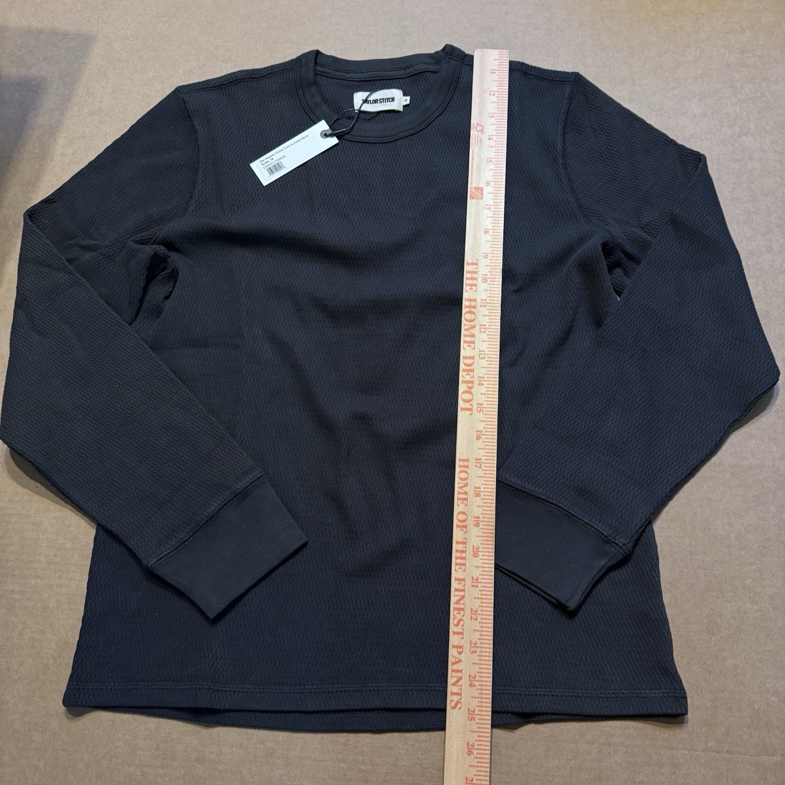Taylor Stitch The Organic Cotton Crew in Faded Black Waffle 38 Small New
