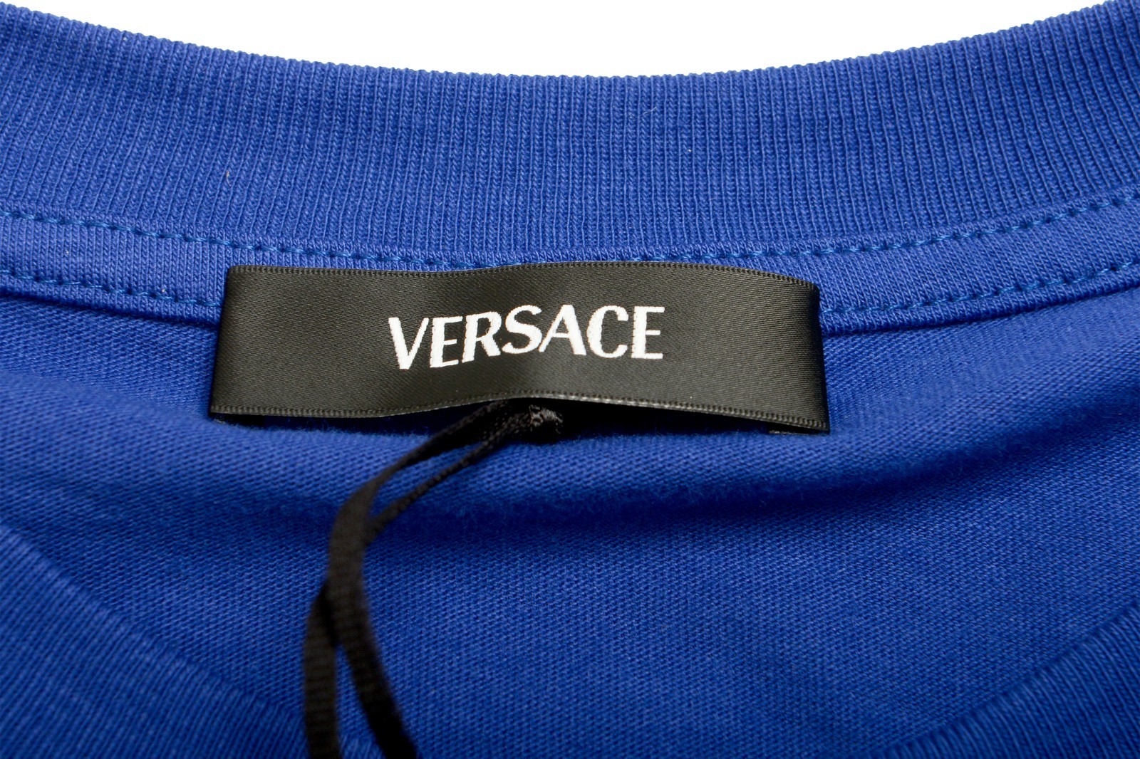 Versace Men’s Blue Logo Print Crewneck Short Sleeve T-Shirt US 2XL IT 56