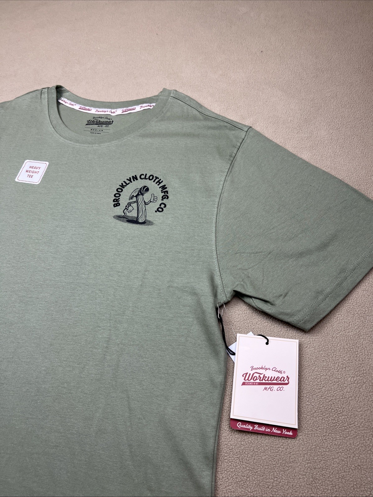 Brooklyn Cloth Workwear The Heavy Weight Tee T-Shirt, Sage, Men’s Sz M