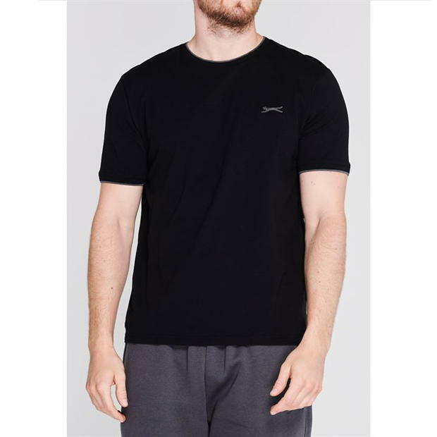 Mens Slazenger 100% Cotton Tipped Crew Neck T Shirt XS S M L XL XXL 3XL 4XL BNWT