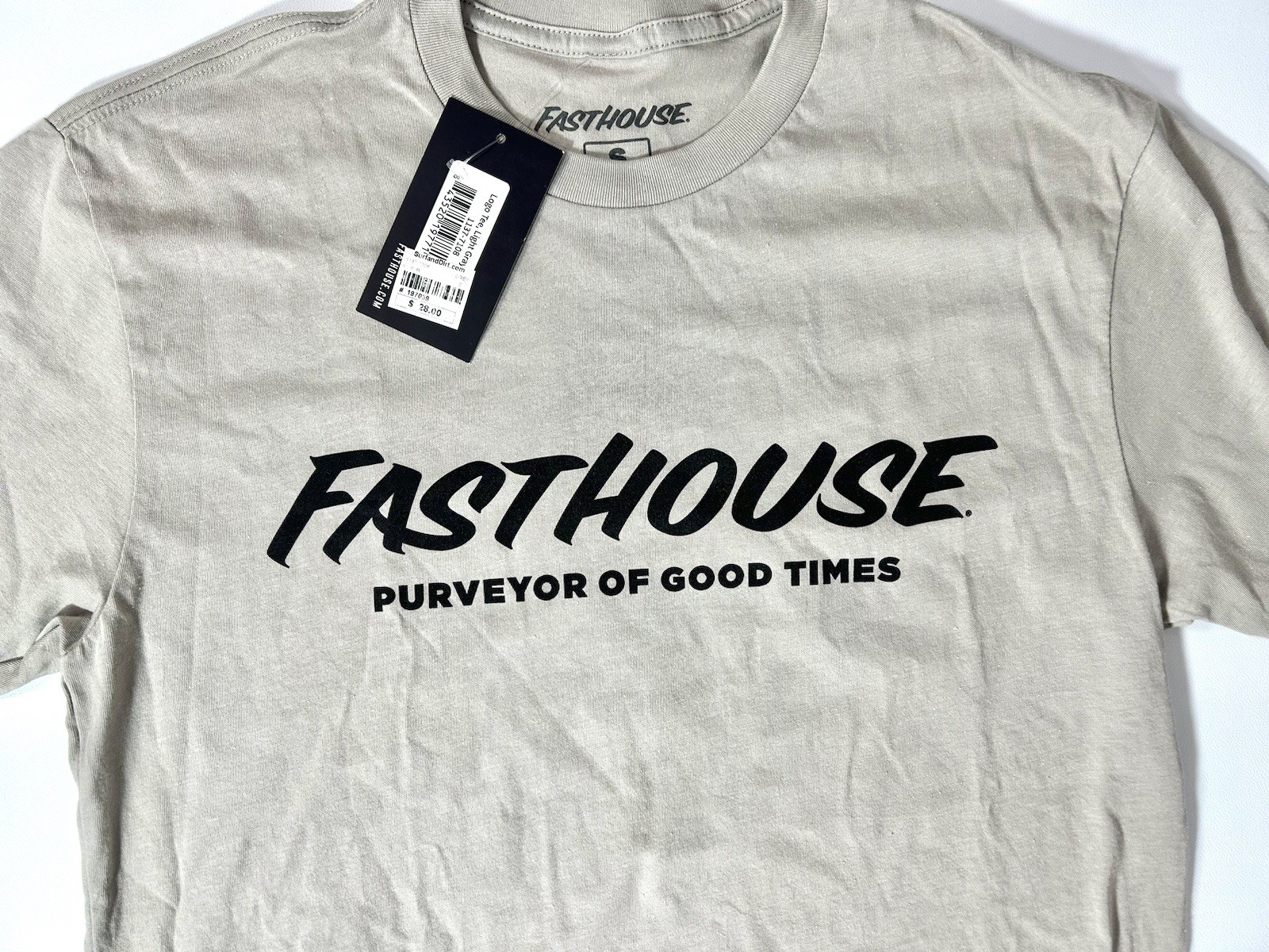 NWT Small Fasthouse Logo Tee, Light Grey Beige Purveyor Of Good Times