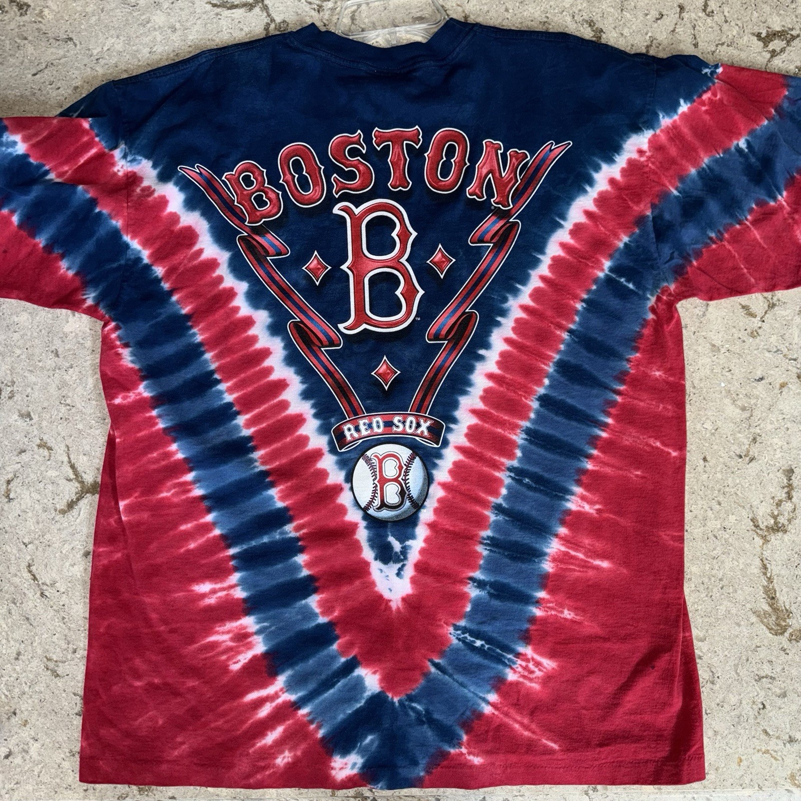 Vintage 90s Lee Sport Boston Red Sox Tie Dye T Shirt AOP Single Stitch Size XL!