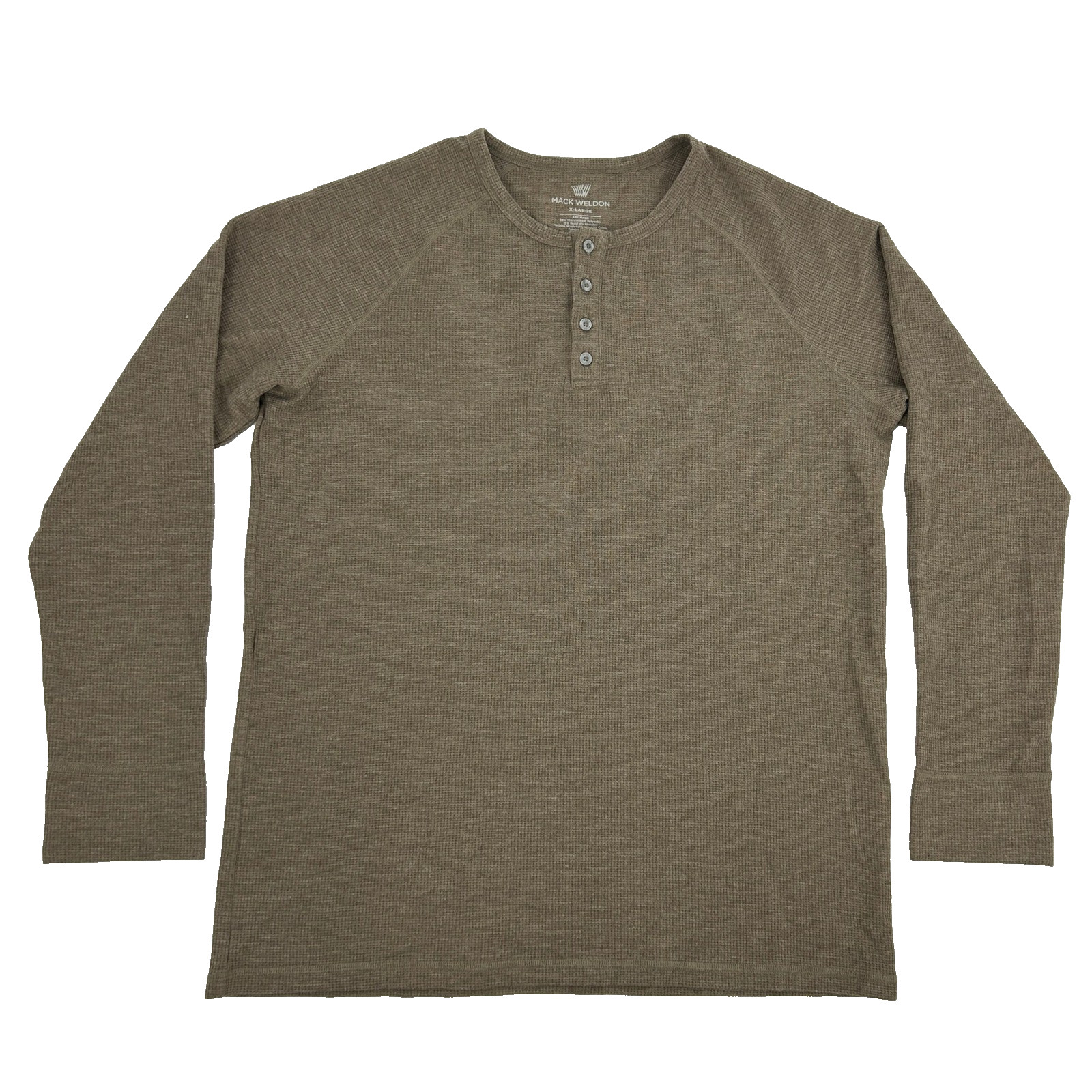 Mack Weldon Henley Shirt Men’s XL Brown Waffle Knit Long Sleeve