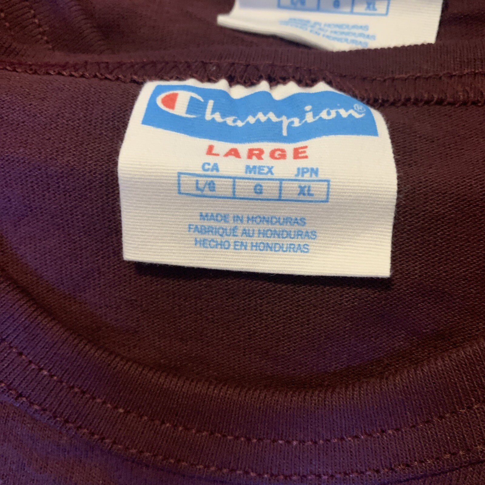 Vintage Champion Maroon Plum Heavy Weight Cotton T Shirt Large Unisex Lot Of 12