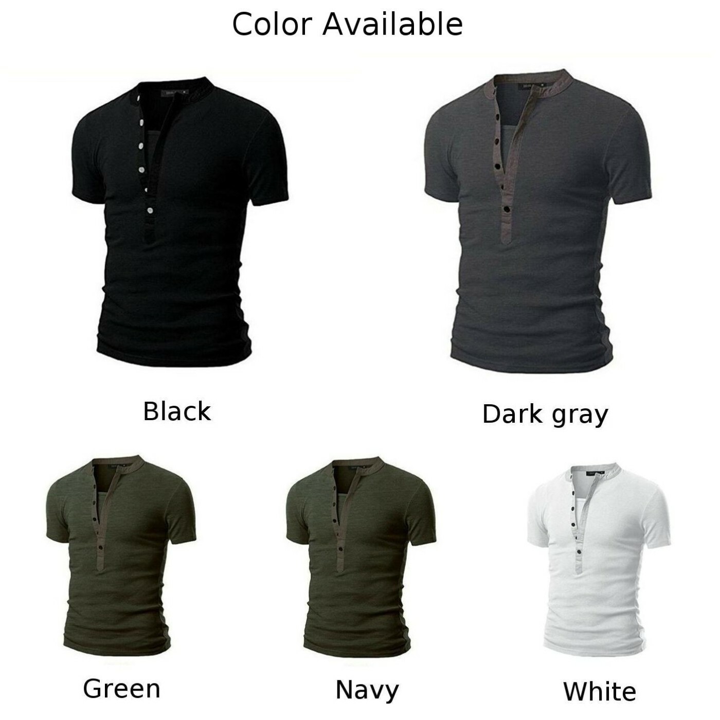 T-Shirt Regular Short Sleeve Slim Summer Tees Tops Button Casual
