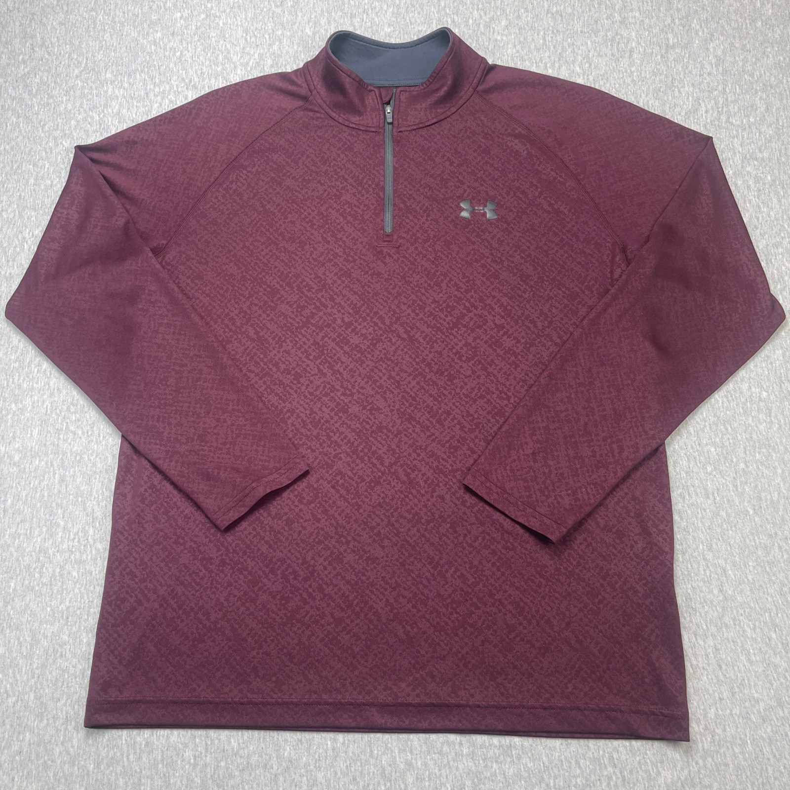 Under Armour Pullover Mens Medium HeatGear 1/4 Zip Maroon Graphic EUC