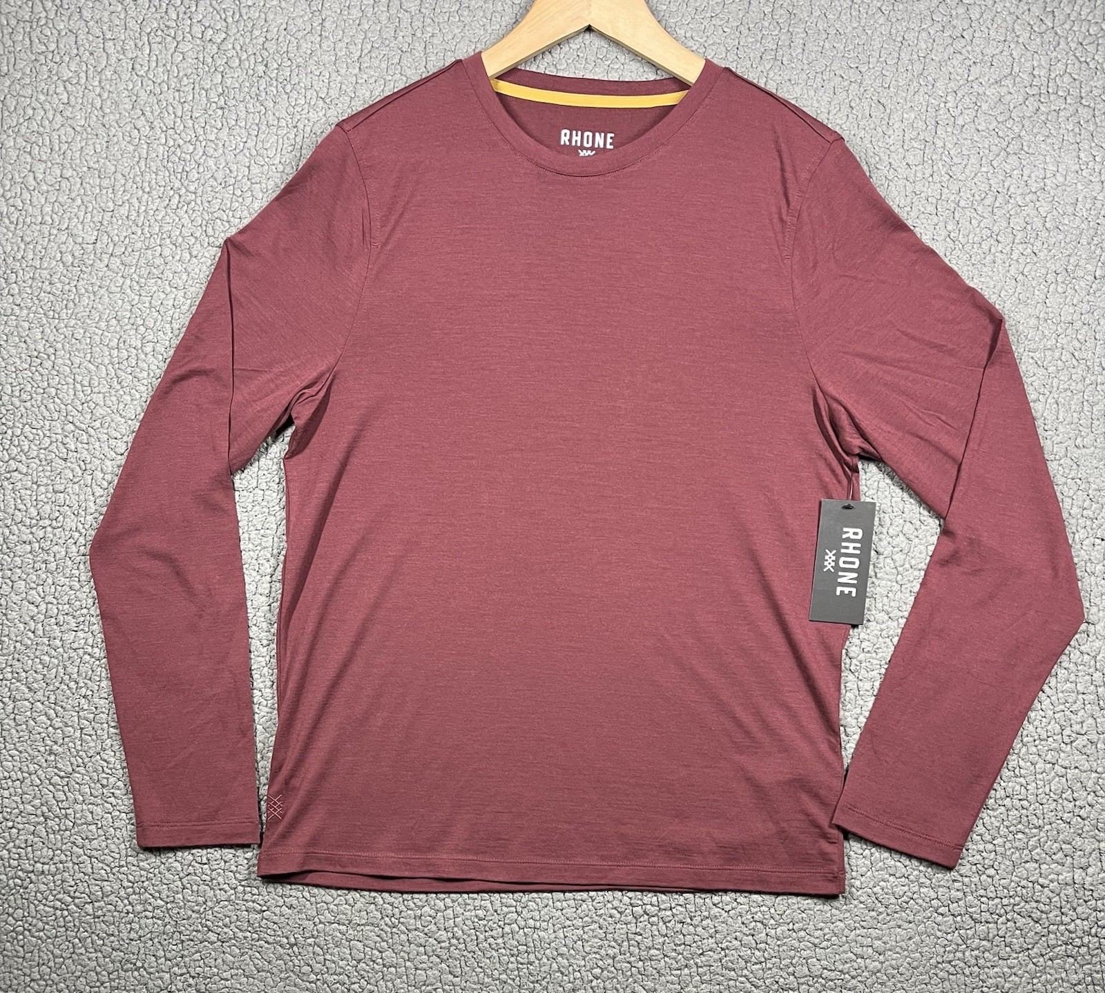 Rhone Modino Wool Long Sleeve Tee Mens’s Size S Tawny Port Red NWT