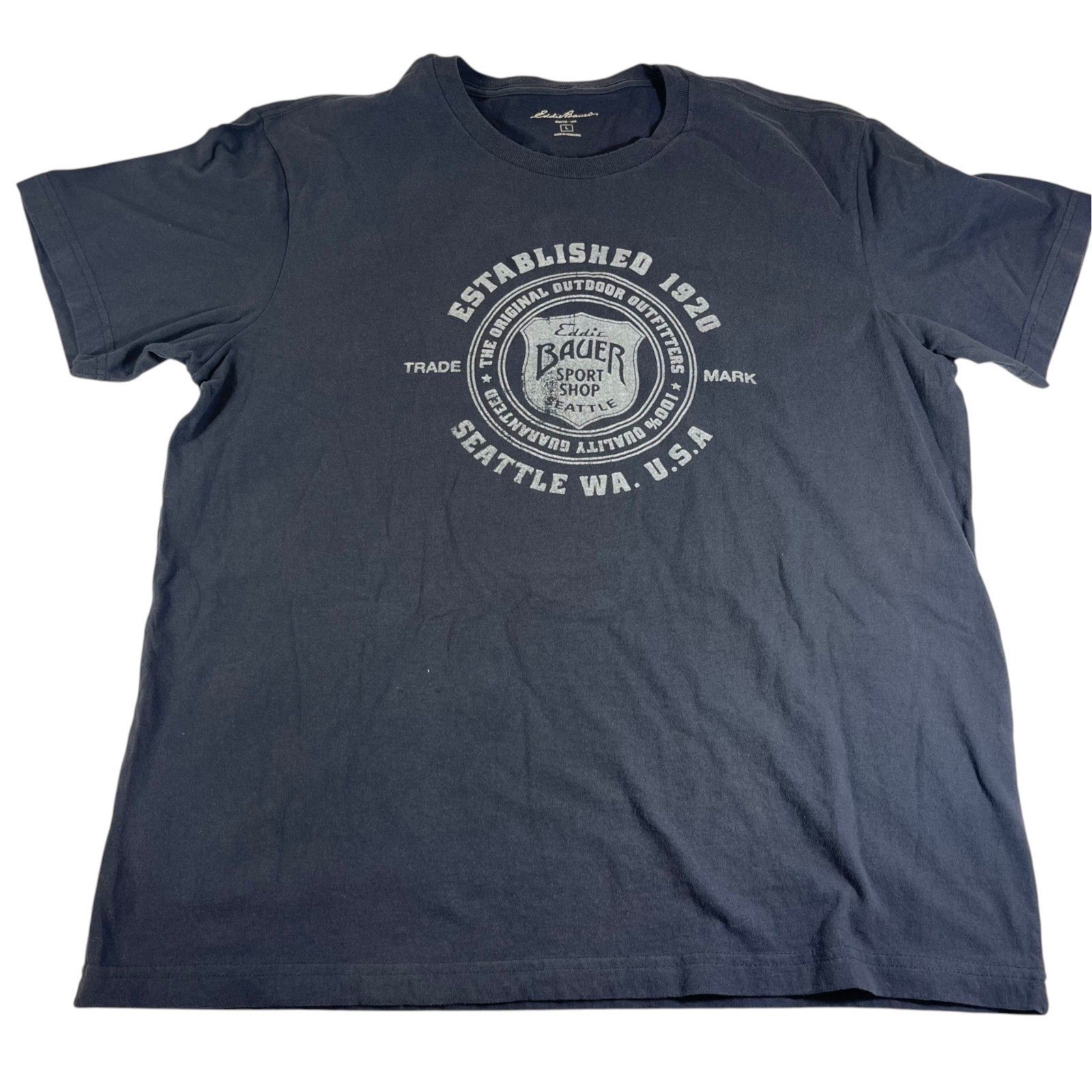 Eddie Bauer Mens Graphic T Shirt Outdoor Casual Blue Size L Classic