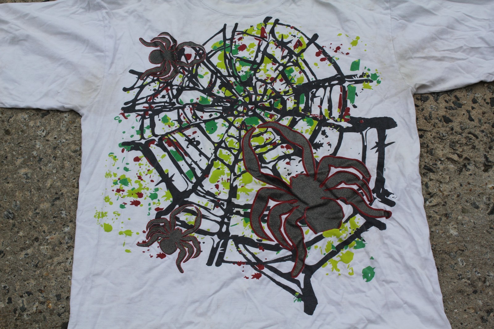 Metal Jeans Clothing Tshirt Spiders Spiderweb White (discoloration) Size 3XL Men
