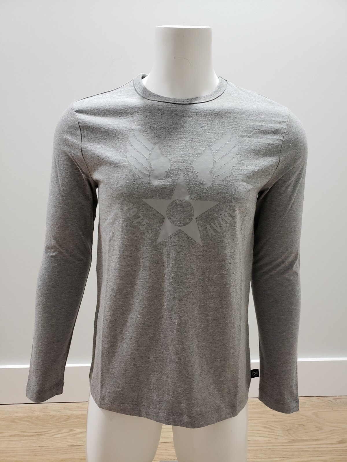 Avirex Men’s AVH192K07 Long Sleeve T-shirt Gray Size S