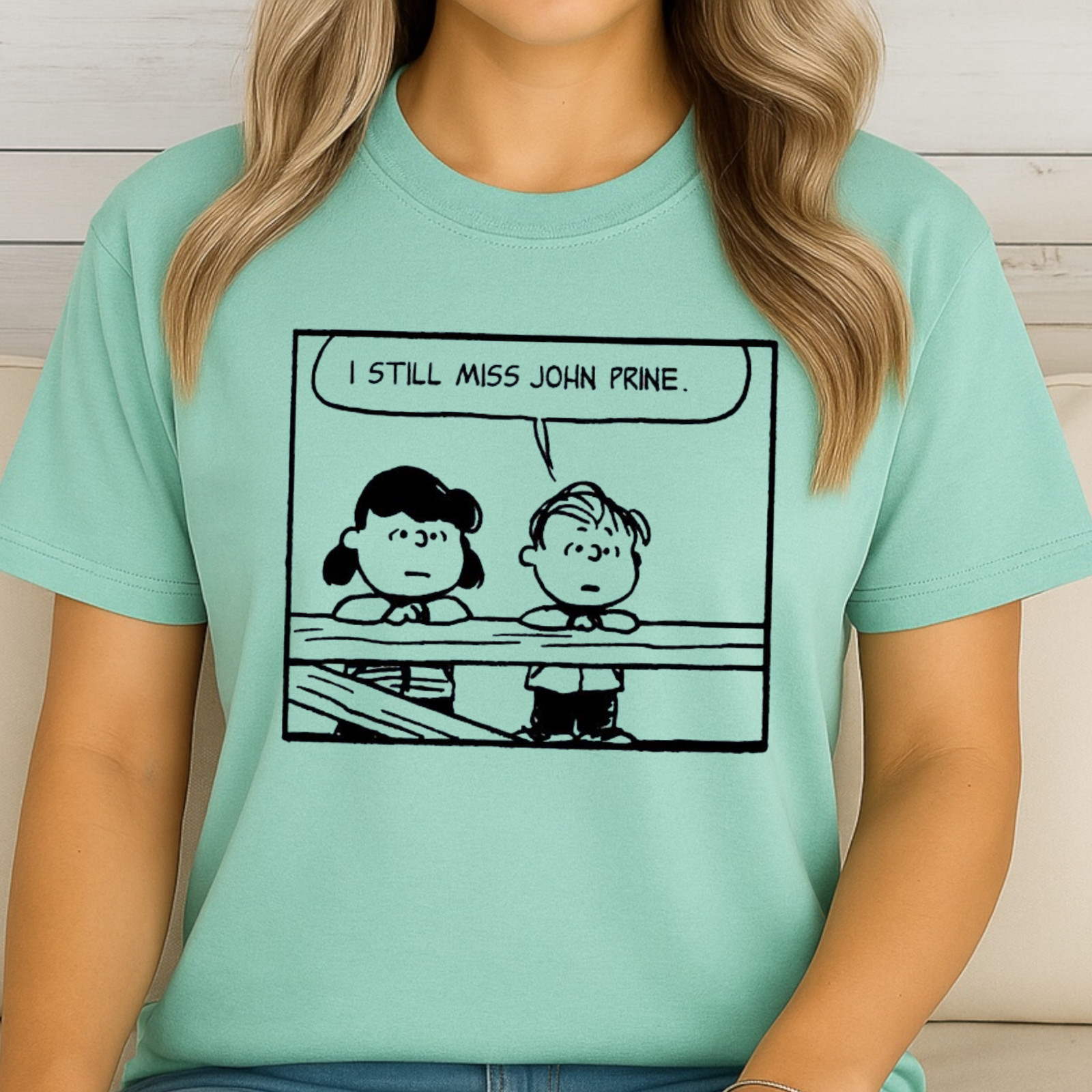 I Still Miss John Prine T-Shirt | Peanuts Style Comic Tee, Music Lover Shirt