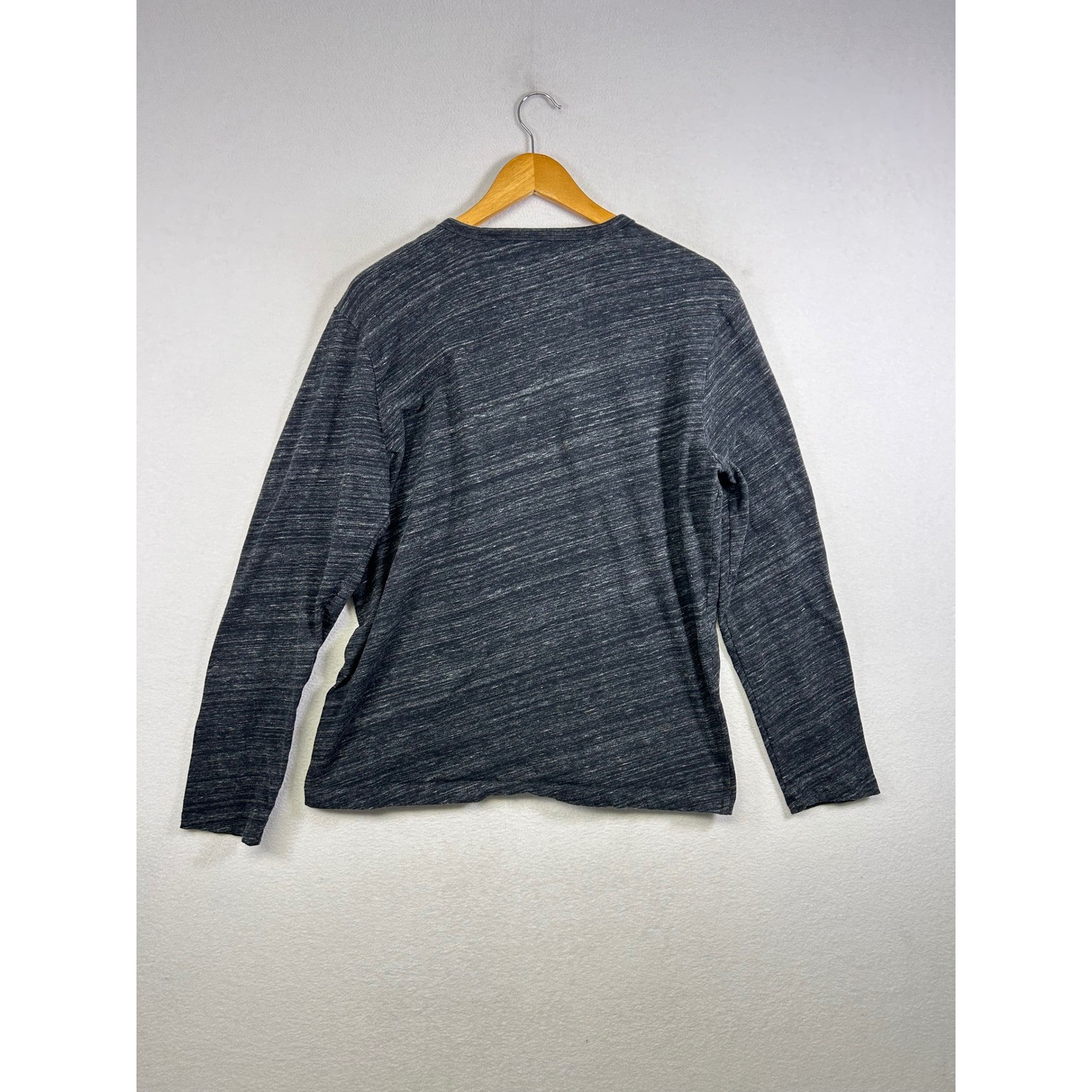 Banana Republic Henley Men Large Charcoal Gray Long Sleeve Cotton Vintage Shirt